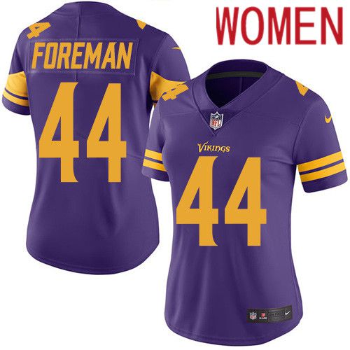 Women Minnesota Vikings 44 Chuck Foreman Nike Purple Vapor Limited Rush NFL Jersey